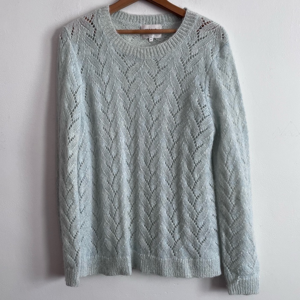 Second Female Green Loose Knit Eyelet Mohair Wool Sweater